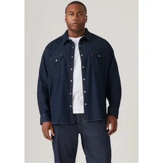 Jeanshemd LEVI'S PLUS, Herren, Gr. 5XL (76/78), N-Gr, rot (rot cast rinse taked), Denim/Jeans, Obermaterial: 100% Baumwolle, bequem hüftlang, 1-Knopf-Manschette, Hemden Jeanshemd, im Westernstyle