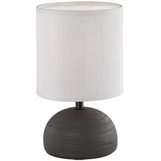 Reality Leuchten Nachttischlampe Keramik-Fuß & Stoffschirm Höhe 23cm, dimmbar, LED wechselbar, Warmweiß, kleine Tischlampe für Fensterbank, Tischleuchte inkl. E14 LED beige|braun