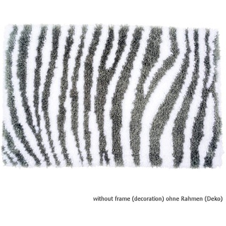 Vervaco Zebra Look Kit Knotenteppich Zebra, Baumwolle, naturfarben, ca. 67 x 44 cm