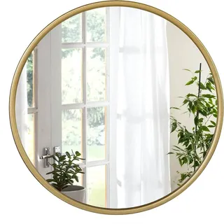 Woltu Wandspiegel rund 50 cm Gold