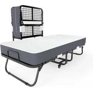 Mutital Klappbares Gästebett 90x200 Cm – Einzelbett Mit Komfortabler Schaumstoffmatratze – Mit Rollen – Platzsparend – Einfacher Aufbau – Ideal Für Gästezimmer & Camping