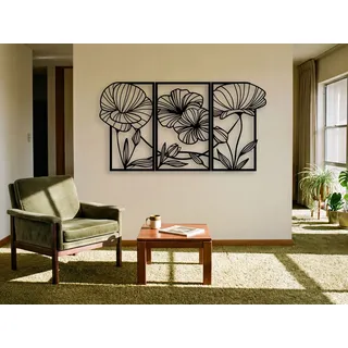 Große Wanddekoration „3d-blumen-triptychon“ + Zusätzliches 3d-blumenbild 120 X 60 Cm
