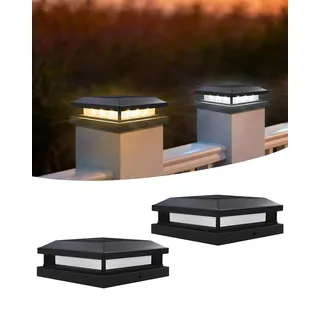 BRIMAX Solar Pfostenkappe 9x9 / 10x10 / 12x12 cm für Holz & Kunststoff | 2-in-1 3000K/6000K wechselbar | IP65 wasserdicht | 8-12h Leuchtdauer | für Garten, Zaun, Terrasse | 2er Set