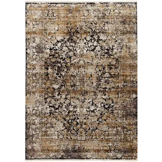 Dieter Knoll Webteppich Le Mans, Grau, Gold, Textil, Abstraktes, rechteckig, 240x340 cm, Care & Fair, für Fußbodenheizung geeignet, rutschfest, in verschiedenen Größen erhältlich, Hausstauballergiker antistatisch, pflegeleicht, strapazierfähig, reißfest, Teppiche & Böden, Teppiche, Webteppiche