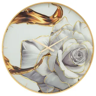 Natur24 Wanduhr Wanduhr Rose 5 x 80 x 5 cm MDF Metall Glas Mehrfarbig