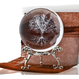 H&D HYALINE & DORA 60 mm Baum des Lebens Kristallkugel mit Ständer Dekorative Briefbeschwerer 3D Lasergravur Glas Pflanzenkugel Neuheit Wohnkultur