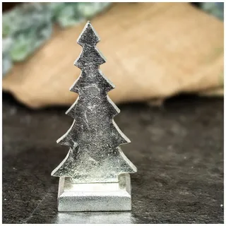 Antikas Weihnachtsfigur Skulptur, Weihnachtsbaum, Metall, Nickel beschichtet, Weihnachtsdeko silberfarben