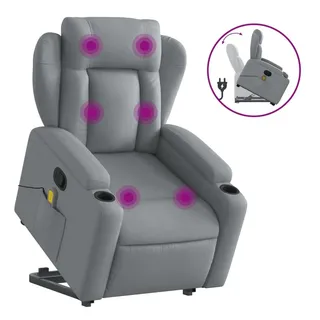 vidaXL Massagesessel mit Aufstehhilfe Stoff 94,5 x 100 x 94,5 cm Grau