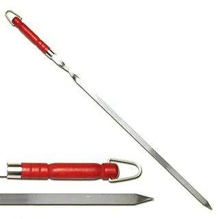 4X Extra Lange Edelstahl Grillspiesse 77cm lang / 1,5cm breit / 3mm Stark mit Holzgriff