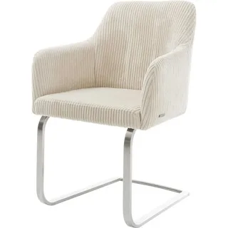 DeLife Schwingstuhl Greg-Flex Freischwinger flach Edelstahl Cord Beige