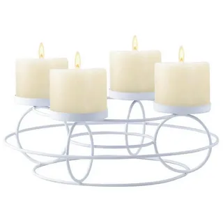 Marrakesch Orient & Mediterran Interior Kerzenständer Moderne Deko Adventskranz Kerzenständer Weihnachtsdeko Rosew Weiss weiß