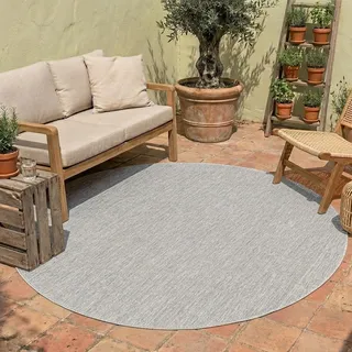 In- & Outdoor Teppich Rund - Costa Dunkelgrau - Ø 100cm | Wetterfest - Synthetic - Kitchen - Terrasse teppich - Outdoor rug