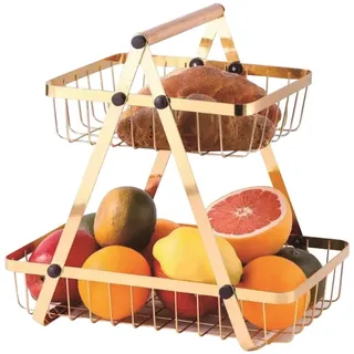 Cheffinger Servierschale Obstkorb Obst-Etagere Brotkorb Obstschale 2 Etagen Metall Cheffinger, Material: Metall