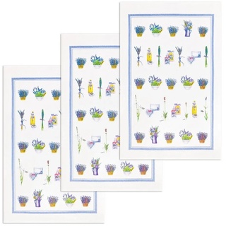 Kracht Geschirrtuch Lavendelkörbchen, (Set, 3-tlg., Set), 3er Pack Frottee Küchenhandtücher (3 Stück), ca. 45 x 70 cm Baumwolle lila