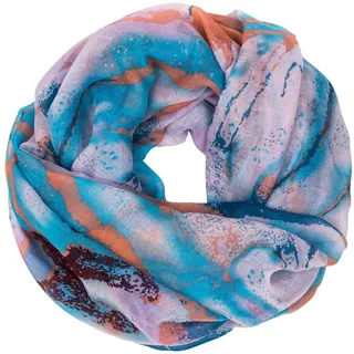 Caspar Damen Loop/Schal/Schlauchschal mit ausgefallenem Phantasie Print - viele Farben - SC367, Farbe:koralle