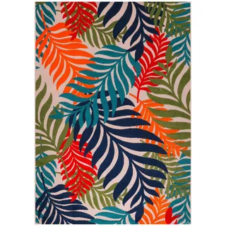 Novel Outdoorteppich Floral, Mehrfarbig, Textil, Blätter, rechteckig, 60x110 cm, Oeko-Tex® Standard 100, pflegeleicht, Teppiche & Böden, Teppiche, Outdoorteppiche