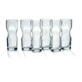 Afri-Cola Exclusive-Tumbler 0,4l Contour Glas Gläser Set - 6x Gläser 0,4l geeicht Kult Cola Longdrinkglas Designglas Palmenlogo Softdrinkglas Bar