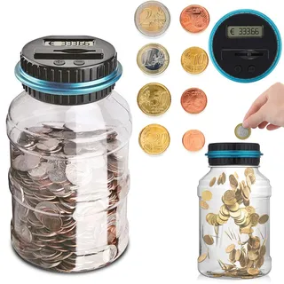 SUNSBELL Digitale Spardose mit Zähler, Große Sparschwein mit LCD Anzeige, Euro Geld Sparen Box Münze Jar Sparbüchse Münzzähler, Automatisch Sparen für Kinder Erwachsene Geschenk