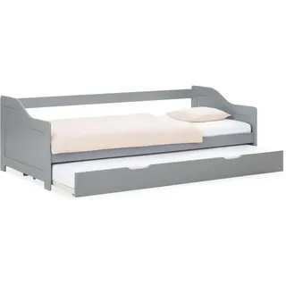 Homestyle4u Kinderbett Ausziehbett 90 x 200 cm Kiefer grau