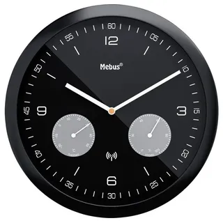 MEBUS Funk Wanduhr 26,00 cm 52825 schwarz