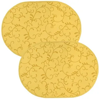Erwin Müller Platzset Tischset "Essen" 2er-Pack, abwaschbar Ranke gelb oval | 35 cm x 50 cm