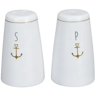 Krasilnikoff Salz und Pfefferstreuer Set Gold Anchor, 2 x 7.5 cm