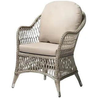 JVmoebel Gartenstuhl Hochwertiger Rattan-Sessel mit bequemen Polstern für den Garten, Made in Europa beige