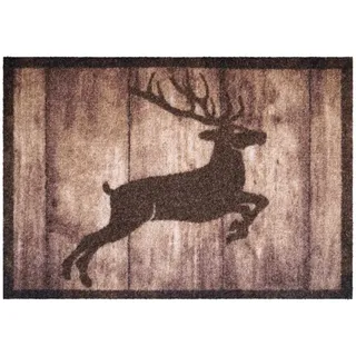 akzente Fußmatte AKZENTE Listen Fußmatte DEER JUMP 70 x 100 cm, Rechteckig, Höhe: 7 mm braun
