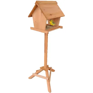 Relaxdays Vogelfutterhaus Orange, Holz, 32x107x27 cm, Gartenzubehör, Gartenpflege, Vogelhäuser