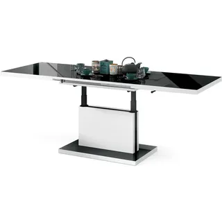 designimpex Couchtisch, Schwarz Hochglanz, Weiß, Holzwerkstoff, 120x56x80 cm, Wohnzimmer, Wohnzimmertische, Couchtische