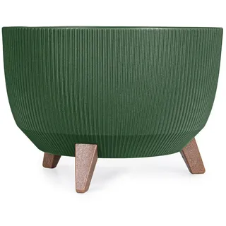 KONZEPT Blumentopf mit Füßen – großer Blumenkübel aus Kunststoff, runde Pflanzschale, 40 oder 47cm, modern & wetterfest, für Innen und Außen grün Ø 40 cm