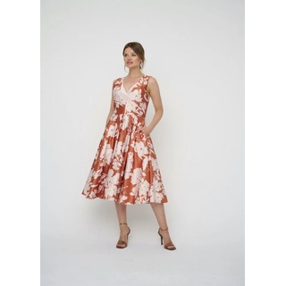 Kleo Abendkleid Abendkleid aus Satin mit V-Ausschnitt mit Kontrastblende bunt 34