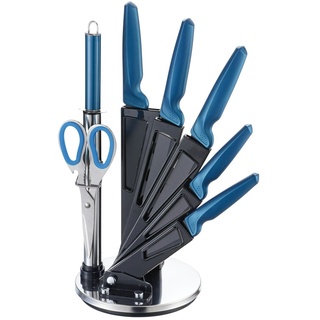 Michelino 8-teiliges Profi Messer-Set Messerblock sehr hochwertiges Messer Küchenmesser Blau