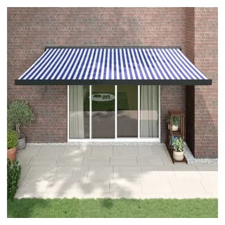 furnicato Markise Einziehbar Blau und Weiß 4x3 m Stoff und Aluminium (1-St) bunt