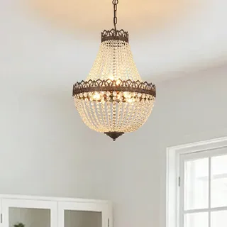 meibeileil Kronleuchter Kristall Vintage,E14 Lüster Chandelier mit Verstellbarer Kette 100cm,6-Licht Pendelleuchte Esstisch,Antik Schwarz-Gold Deckenlampe Hängend for Hängelampe Esstisch,60W,Ø46cm.