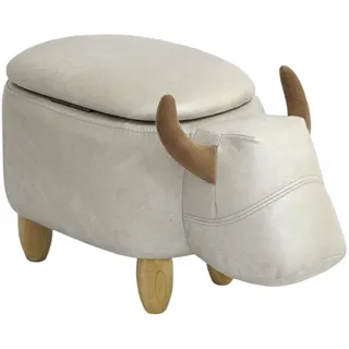 Svita ANIMAL STORAGE Kinderhocker Tierhocker mit Stauraum gepolsterter Hocker mit Holzbeinen Hellbraun Tier-Motiv Stier