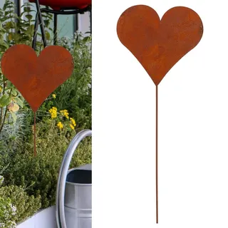 Gartenstecker Herz im Rost Design, 80cm - Braun