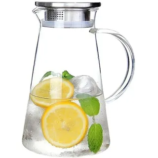 2,0-liter-glaskrug Mit Deckel, Hitzebeständige Glaskaraffe, Leicht Zu Reinigen, Mit Griff Für Heiße/kalte Getränke – Wasser, Kaltaufguss, Eistee Und Saft