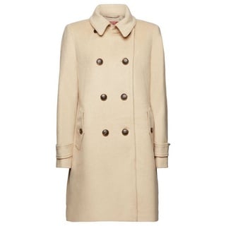 Esprit Collection Wollmantel Recycelt: Mantel aus Wollmix mit Kaschmir beige XS