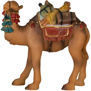 Krippenzubehör Krippenfigur Kamel mit Gepäck [Höhe 12 cm, handbemalt]