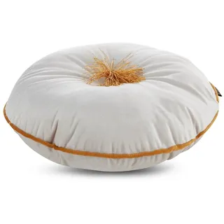 Eurofirany Sofakissen Runde Dekokissen, 40 cm Ø, Sofakissen, Velvet Kopfkissen, Samt silberfarben