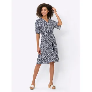 Heine Druckkleid Etuikleid Marine/Ecru 34