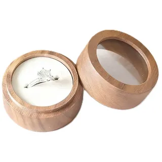 Jumpeak Schmuckkasten Schmuckkästchen Holz,Ringbox Verlobung,Geschenke für Frauen,Walnußholz (rund,elliptisch,quadratisch,portabel,klein,portabel, Schmuckaufbewahrung,Aufbewahrungsbox mit Deckel,Präsentationsbox), Schmuckkästchen,Ringbox Hochzeit 1-2 Ringe,schmuckkästchen klein weiß rund | Ø 7 cm x 5 cm x 3.4 cm