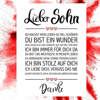 Close Up Bester Sohn - Danke Zitate Poster - Deko Geschenk zum Geburtstag, Weihnachten, Abschluss, jeden Tag - 30 x 40 cm, Premium Qualität