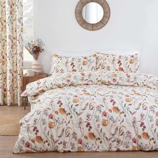 Prestigious Textiles Sundour Grove Bettbezug-Set mit atemberaubendem Blumen- und Schmetterlings-Design, Mehrfarbig auf natürlichem Hintergrund, Kingsize-Bett, Grove