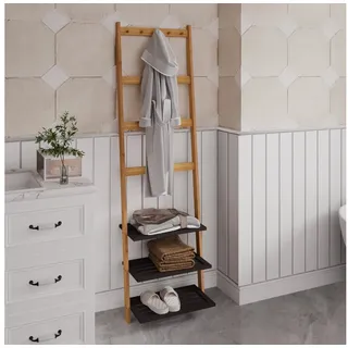 REDOM Kleiderständer Schmales Bambus-Regal mit 3 offenen Fächern, robust & pflegeleicht, (1 St., Platzsparendes Design für kleine Räume wie Bad, Wohnzimmer & Flur), Einfache Montage, vielseitiger Aufbewahrungsschrank beige