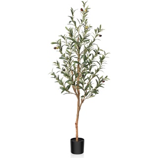 OAKRED Künstlicher Olivenbaum, künstliche Olivenpflanzen für den Innenbereich, natürlicher künstlicher Baum, künstliche Seidenpflanzen für Büro, Zuhause, Wohnzimmer, Boden, Veranda, Dekoration