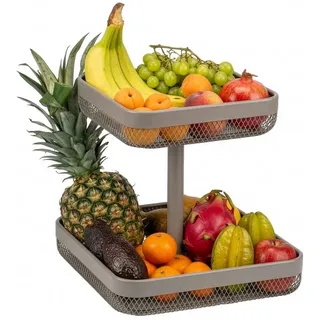 eluno Obstschale eckig 2-stöckig, 25 cm und 30 cm, Metall grau