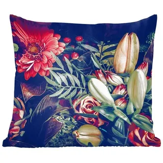 MuchoWow Dekokissen Blumenstrauß - Stilleben - Blumen - Pflanzen - Rot, Zierkissen, Deko Kissen mit Füllung, Sofakissen, 60x60 cm bunt Quadratisch | 60 cm x 15 cm x 60 cm