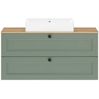 nobilia® Badmöbel-Set Cascada, vormontiert, mit Soft-Close grün 120 cm x 71 cm x 49 cm